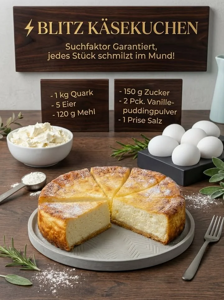 Blitz-Käsekuchen, cremiger Käsekuchen einfach und schnell zubereitet