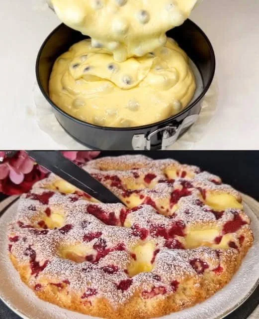 Blitz Kirschkuchen mit Pudding, frisch gebacken und verführerisch lecker
