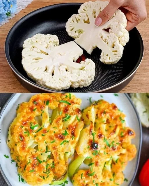 Leckeres Blumenkohlschnitzel auf einem Teller, perfekt für vegetarische Gerichte.