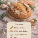 Frisch gebackenes Brot auf einem Holzbrett mit einer Messer und Deko.