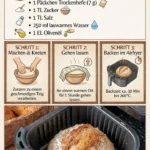 Brot, das im Airfryer zubereitet wird, mit knuspriger Kruste und fluffigem Inneren.
