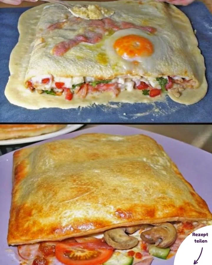 Leckere Calzone mit Blätterteig auf einem Teller serviert