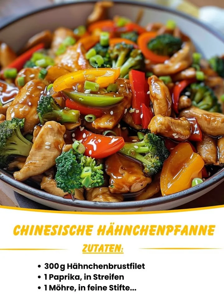 Chinesische Hähnchenpfanne mit Gemüse und aromatischen Gewürzen