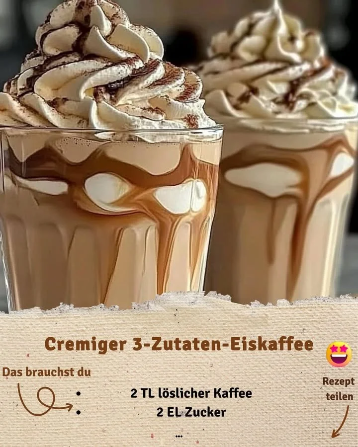 Cremiger 3-Zutaten-Eiskaffee mit Eis und Schlagsahne