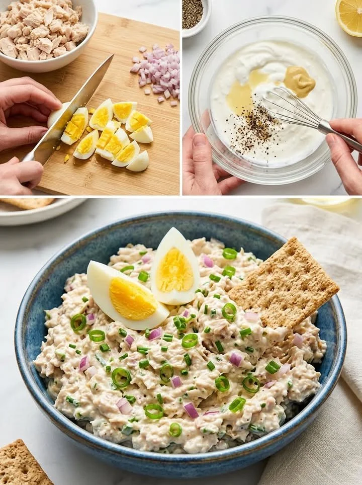 Cremiger Low-Carb-Thunfischsalat auf einem Teller serviert