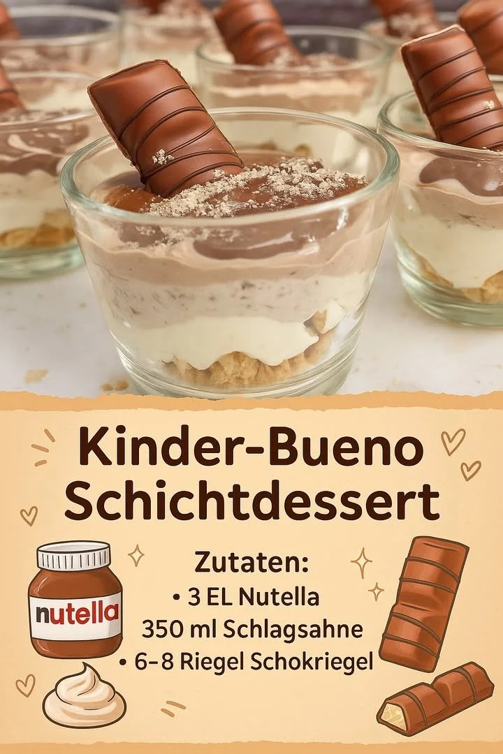Leckeres Kinder-Bueno Dessert auf einem Teller