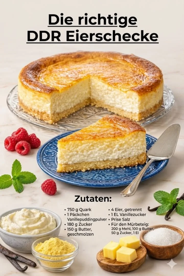 Leckere DDR Eierschecke mit cremiger Füllung und goldbrauner Oberfläche