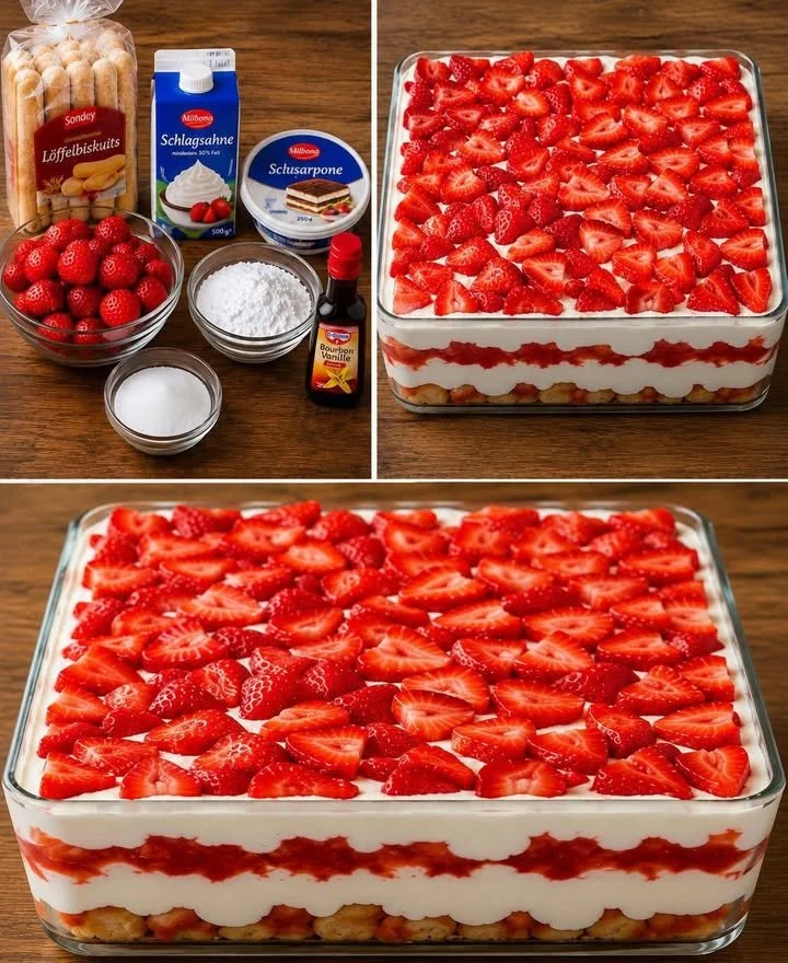 Erdbeer Tiramisu in einer schönen Dessertschale