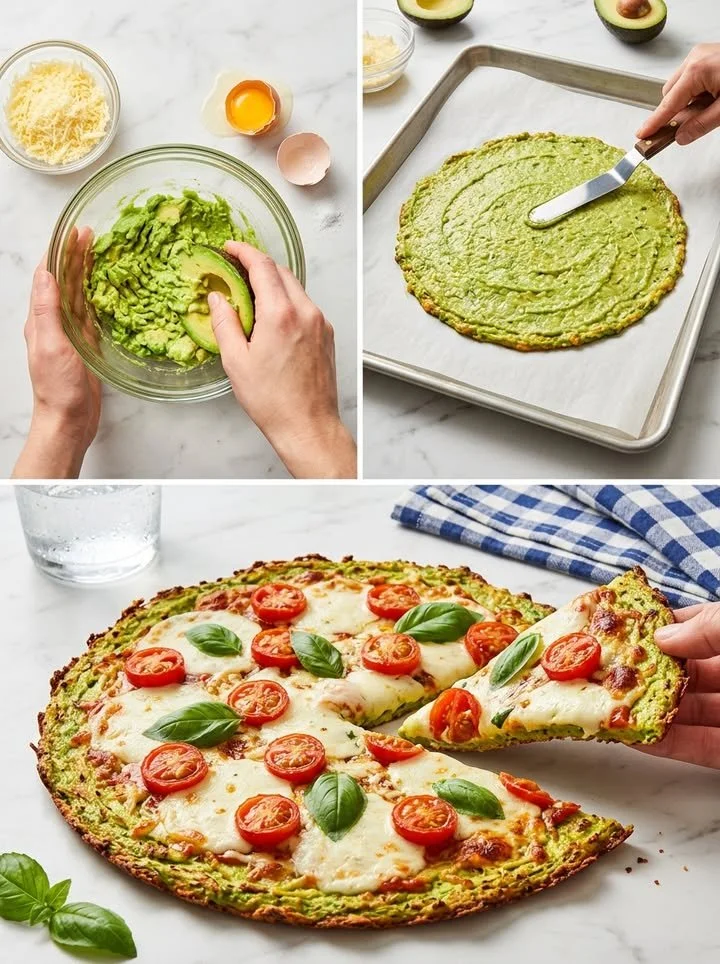 Grüne Pizza mit frischen Zutaten und Kräutern