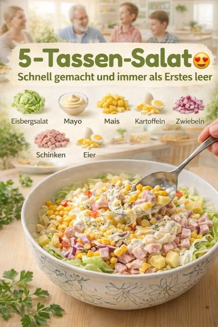Süßer und gesunder Salat aus frischen Zutaten und Dressing