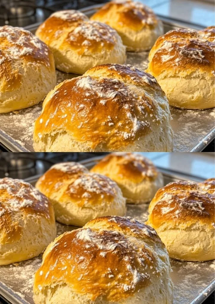 Frisch gebackene Dinkelbrötchen auf einem Holzbrett