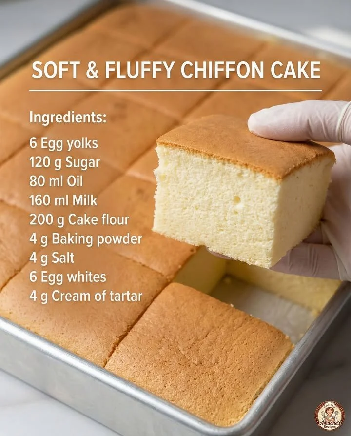 Fluffige und weiche Chiffon-Torte auf einem Teller