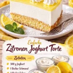 Einfaches Rezept für Zitronen Joghurt Torte, frisch und lecker.