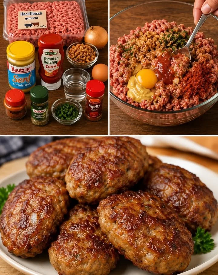 Frikadellen aus dem Backofen, frisch zubereitet und knusprig.
