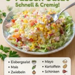 Frischer cremiger Salat mit buntem Gemüse und cremigem Dressing