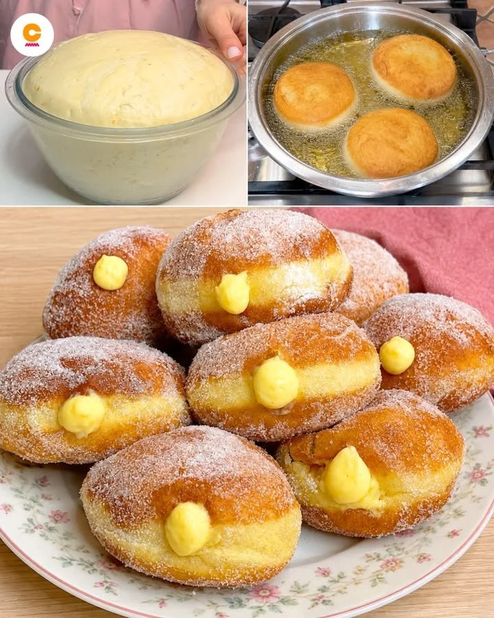 Frittierte Bomboloni, italienische Donuts, frisch und süß.