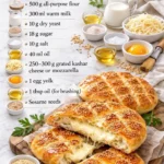 Bilder von gebackenem Käsekuchen, türkisches Käsepide in appetitlicher Präsentation