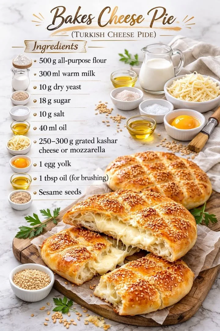 Bilder von gebackenem Käsekuchen, türkisches Käsepide in appetitlicher Präsentation