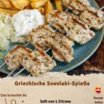 Leckere griechische Souvlaki-Spieße auf dem Grill zubereitet