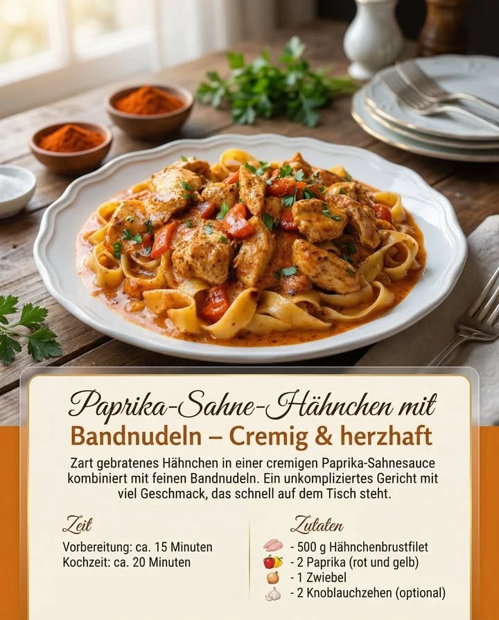 Hähnchen in cremiger Paprikasauce – leckeres Rezept für ein herzhaftes Essen
