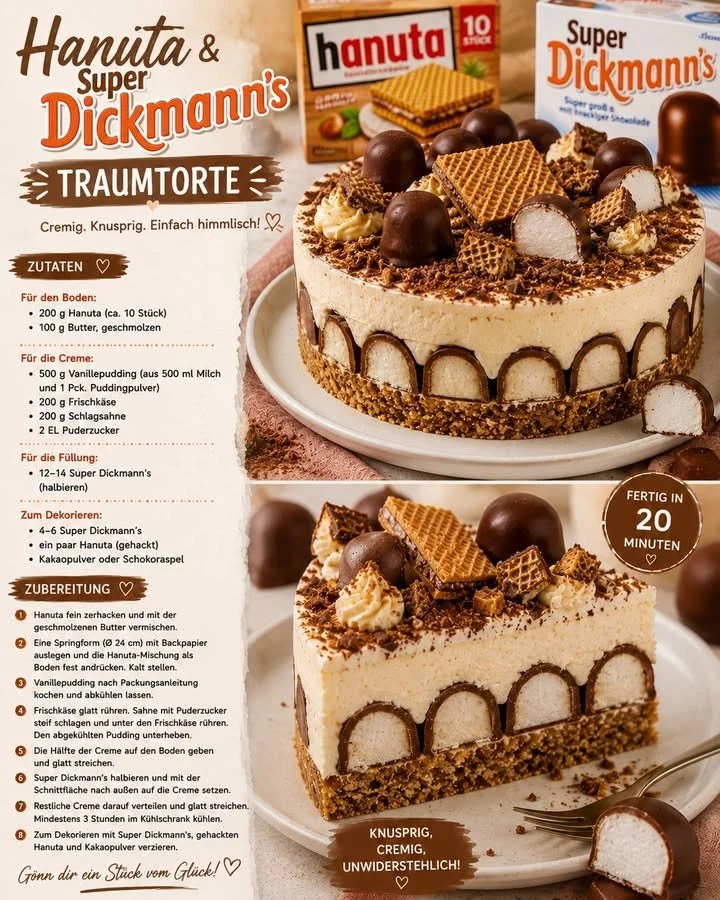 Hanuta und Super Dickmanns Traumtorte mit köstlicher Schokoladenglasur