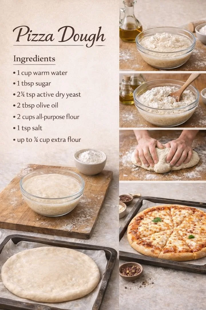 Hausgemachte Pizza auf einem Holzbrett, belegt mit Frischkäse und Gemüse.