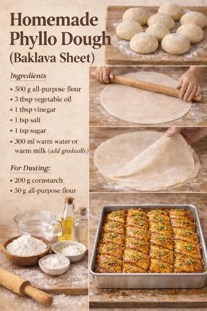 Hausgemachter Filoteig für Baklava und andere Süßigkeiten