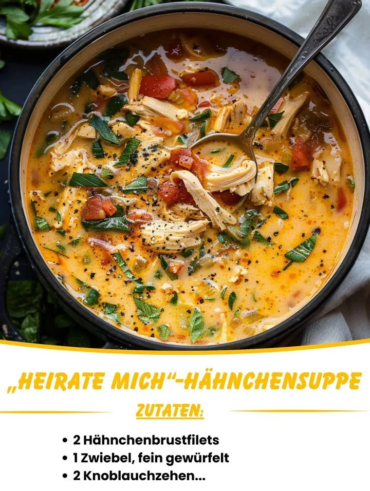 Schüssel mit Heirate mich Hühnersuppe, ein herzhaftes, schmackhaftes Gericht