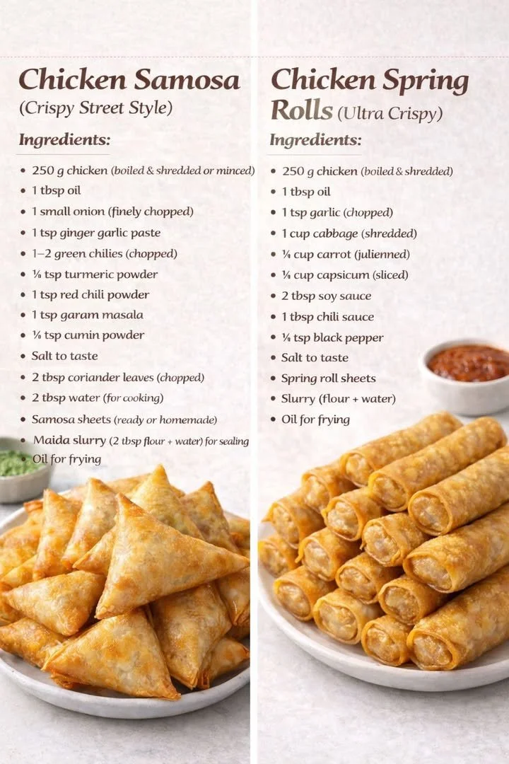 Knusprige Hühnchen Samosas im Straßenstil auf einem Teller serviert
