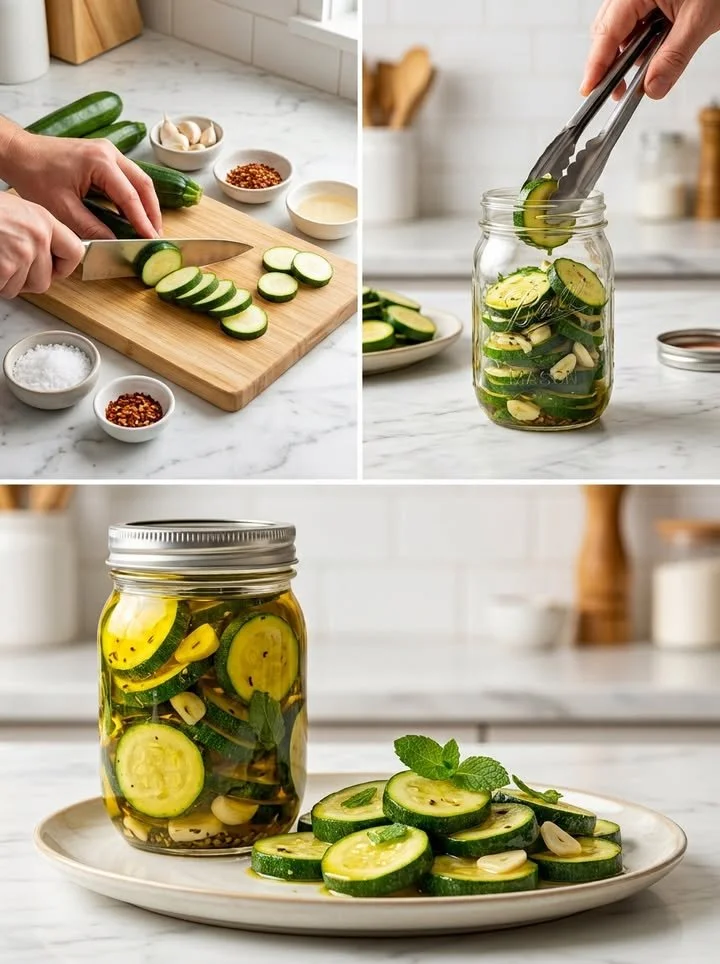 Einfache Zucchini in Öl für einen italienischen Antipasti-Traum