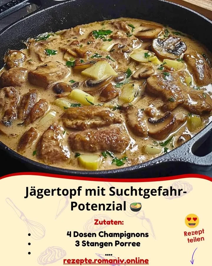 Leckeres Jägertopf-Gericht mit Zutaten und Gewürzen