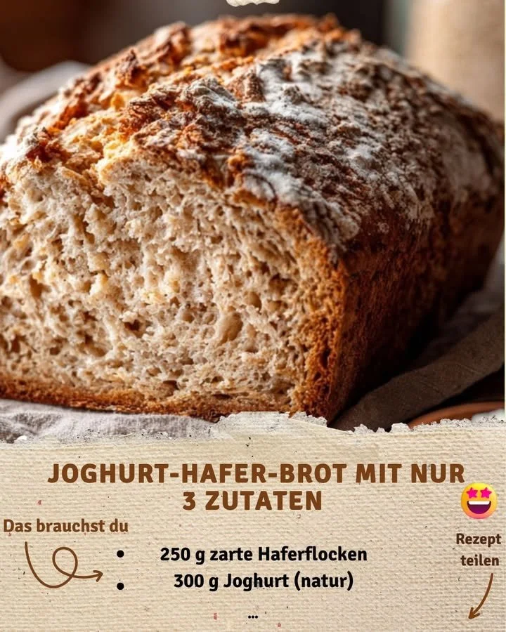 Joghurt-Hafer-Brot mit drei Zutaten auf einem Tisch