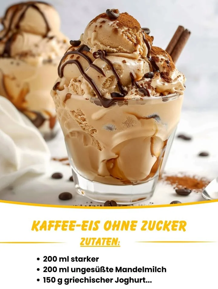 Selbstgemachtes Kaffee-Eis ohne Zucker in einer Schale