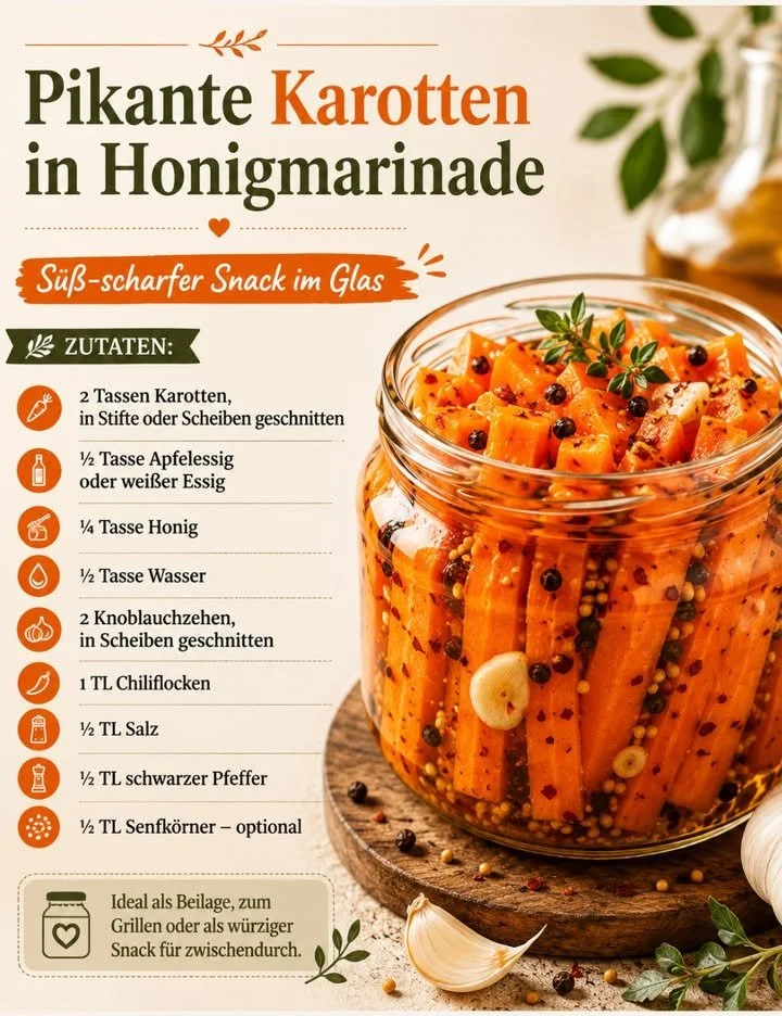 Karotten mit Honig und Chili - ein leckeres Gericht aus frischen Karotten
