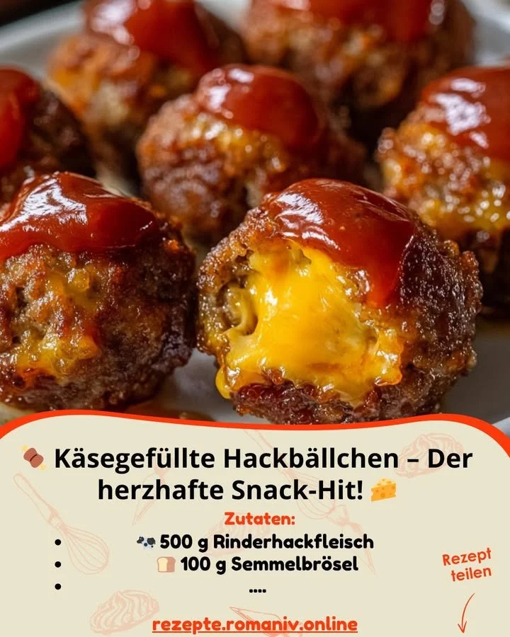 Käsegefüllte Hackbällchen, frisch zubereitet und appetitlich angerichtet