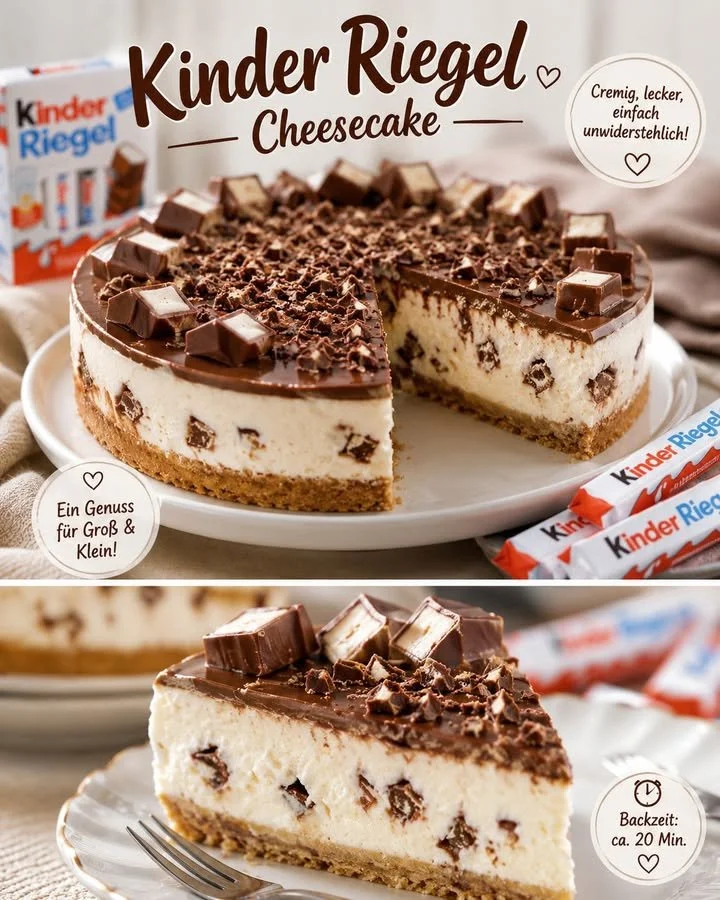 Kinder Riegel Traum-Cheesecake mit Schokoladengeschmack und einer cremigen Textur