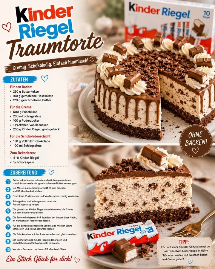 Köstliche Kinder Riegel Traumtorte mit Schokoladengeschmack