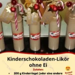 Kinderschokoladen-Likör ohne Ei in einer dekorativen Flasche