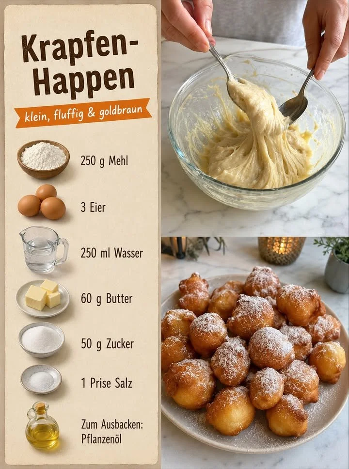 Krapfenhappen auf einem Teller, perfekt für Partys und Feiern