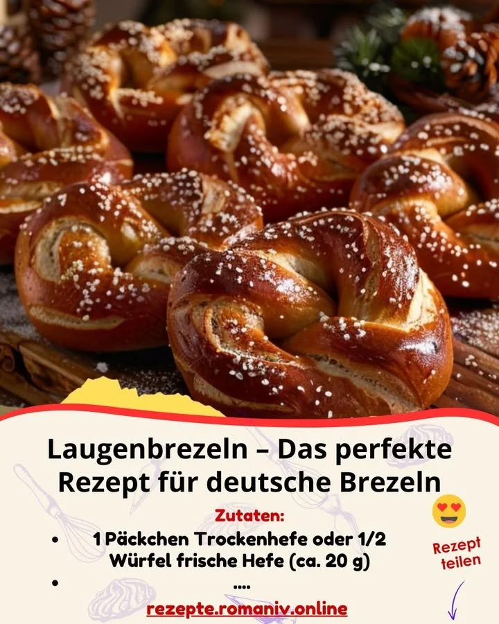 Frisch gebackene Laugenbrezeln auf einem Holzbrett