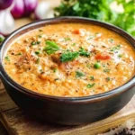 Leckere Friss dich Dumm Suppe serviert in einer eleganten Schüssel