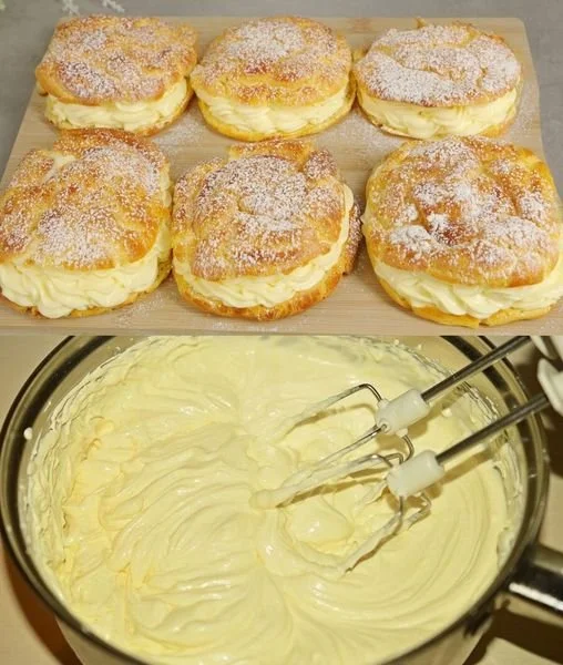 Leckere Blätterteig Teilchen frisch gebacken auf einem Tablett