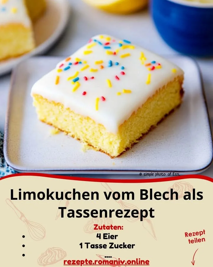 Limokuchen vom Blech, einfaches Tassenrezept mit frischen Zutaten