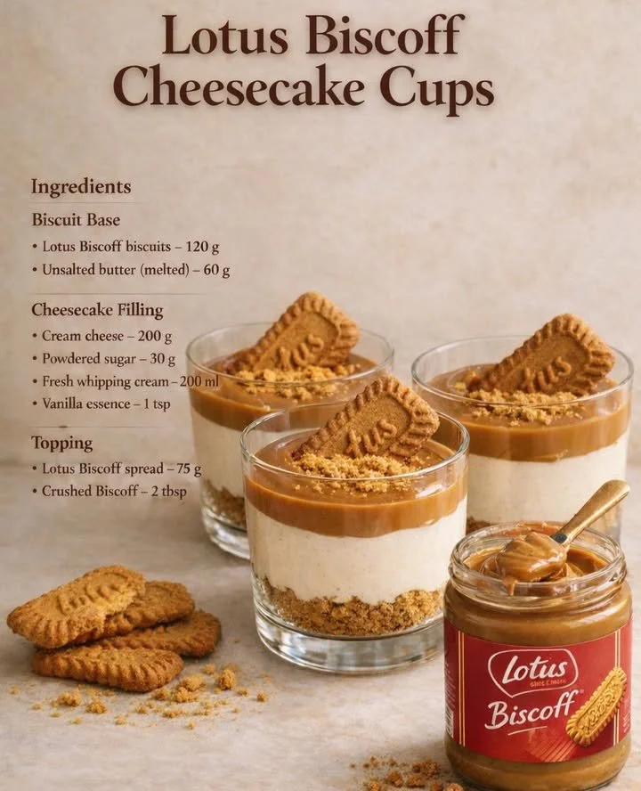 Lotus Biscoff Cheesecake Becher mit Karamell und köstlicher Biscoff-Creme