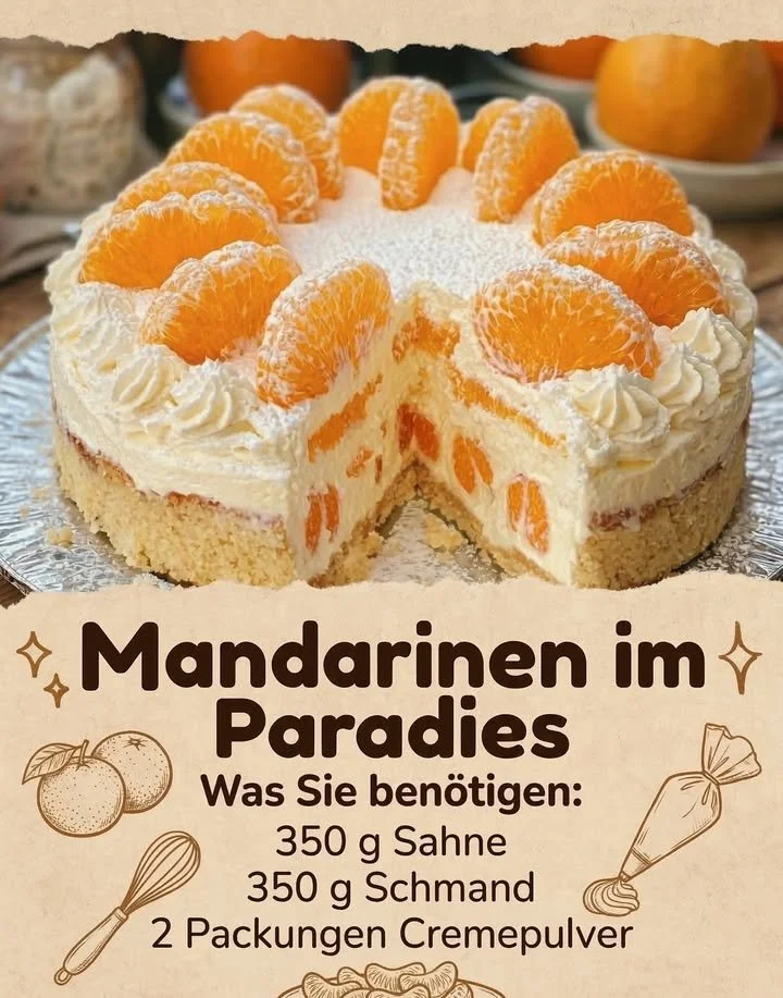 Frische Mandarinen im Paradies auf einem blühenden Baum