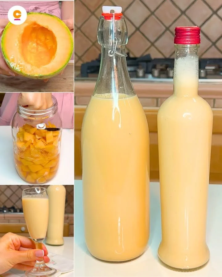 Flasche Meloncello, fruchtiger Likör aus frischen Melonen.