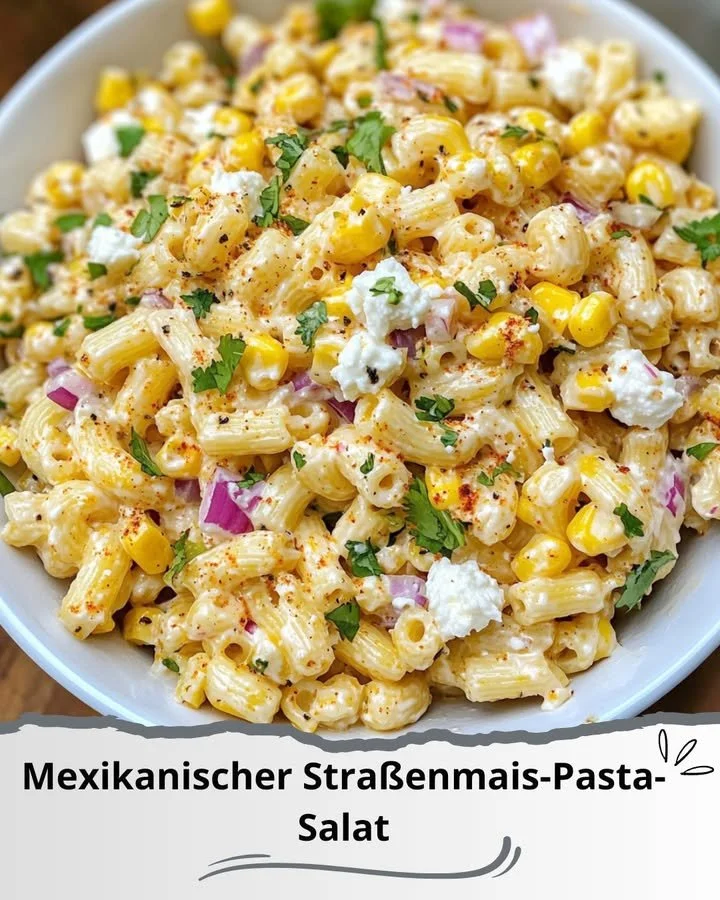 Mexikanischer Straßenmais-Pasta-Salat mit frischen Zutaten und Aromen