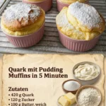 Leckere Muffins mit Quark und Pudding auf einem Teller