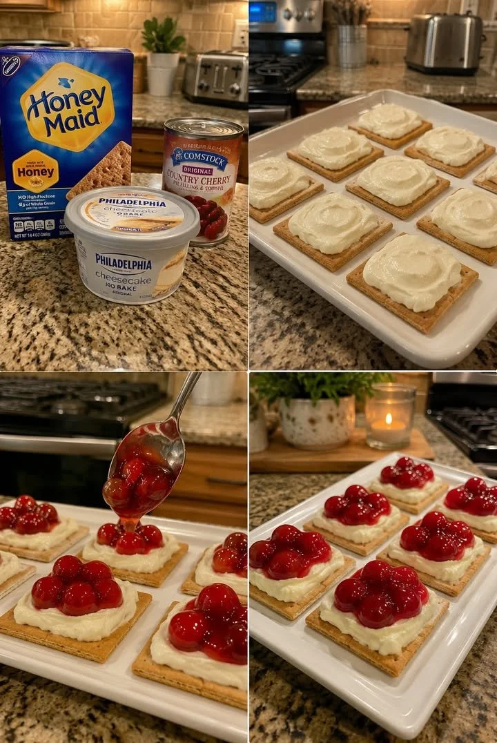 No-Bake Kirschenkäsekuchen Graham Bites - ein leckeres Dessert