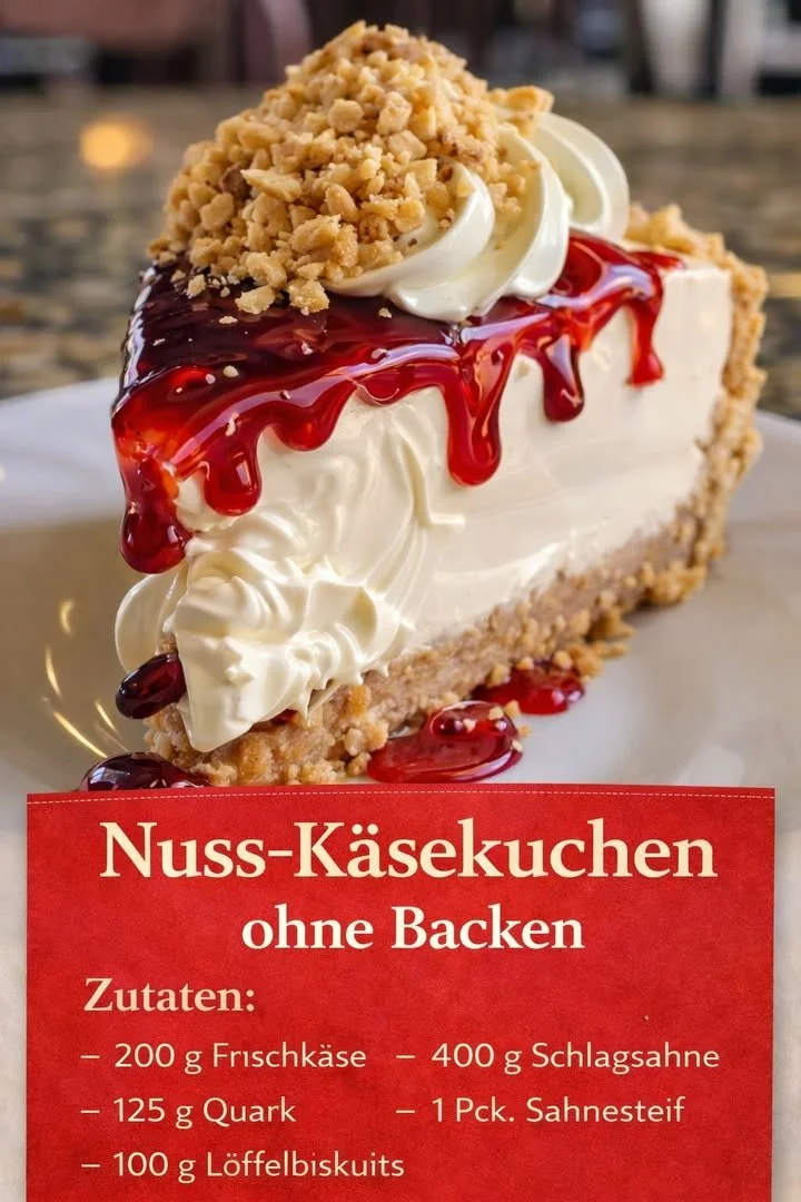 Nuss-Käsekuchen ohne Backen, leckeres und einfaches Rezept